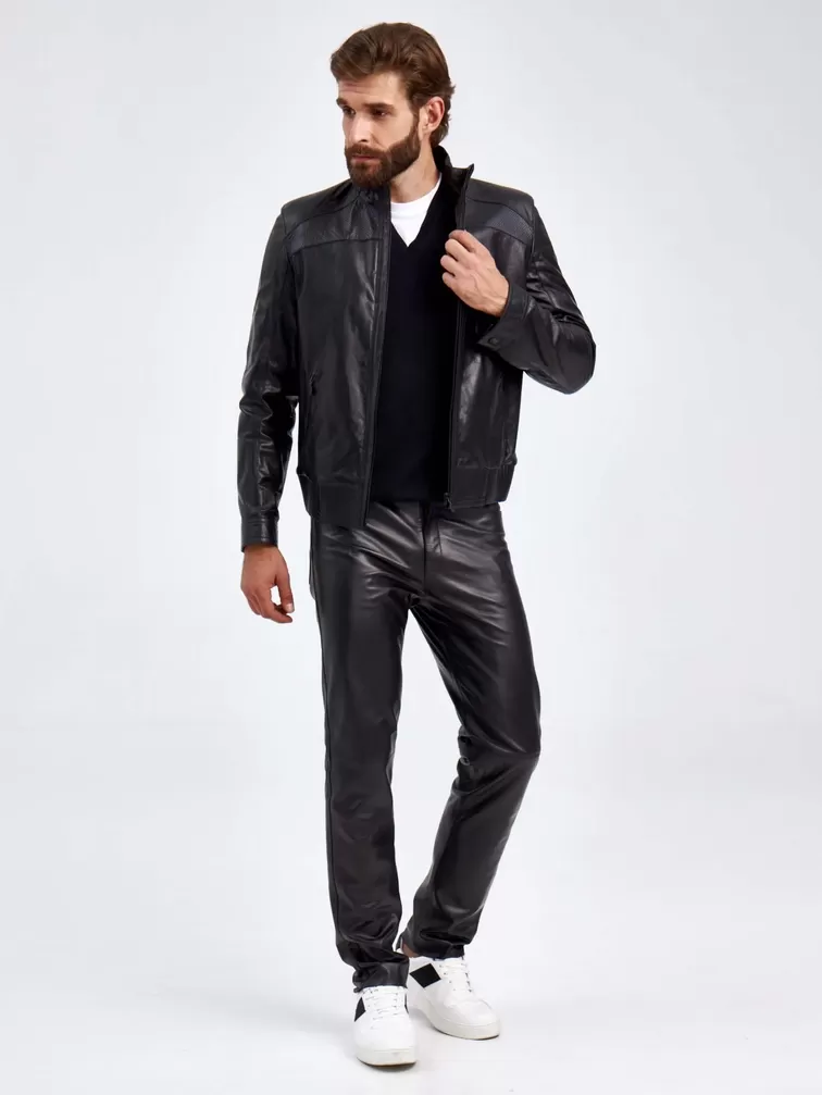 Кожаная мужская куртка 527, черная, p. 50, арт. 29240-5