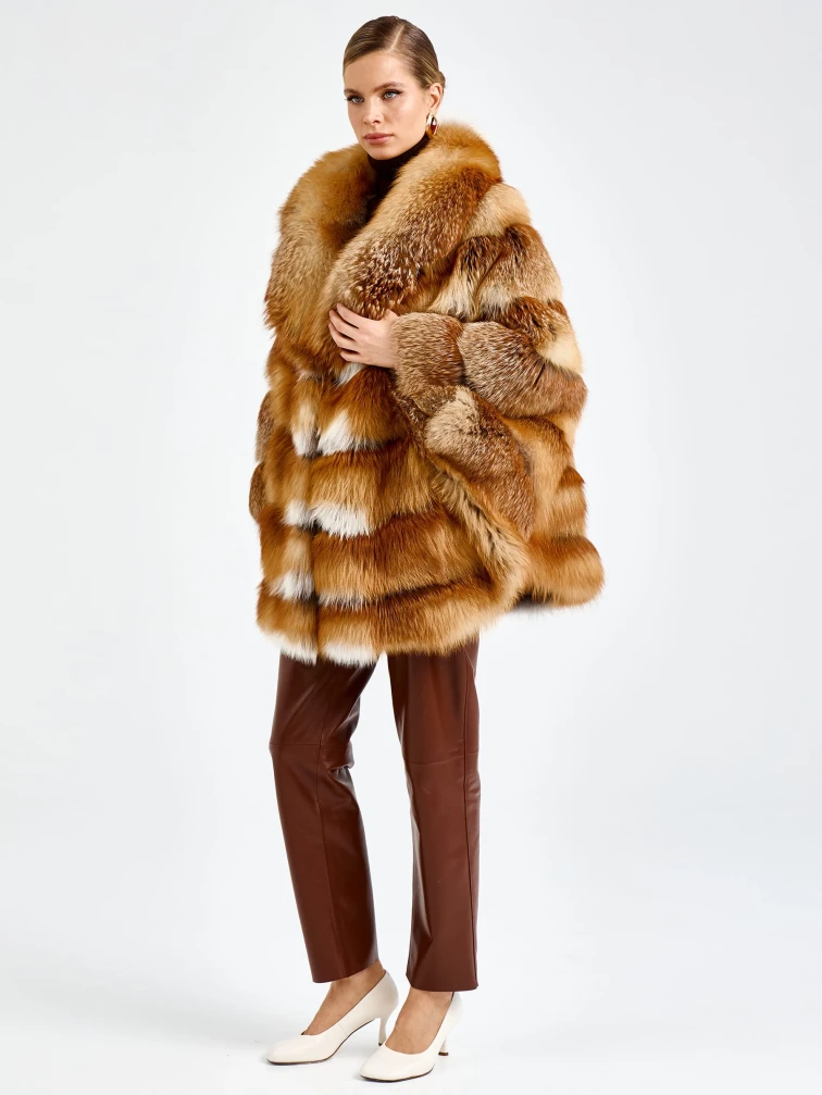 Женская короткая шуба из меха лисы Л1010-820, рыжая, размер 54. артикул 92730-7