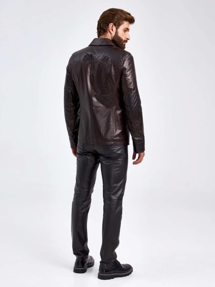 Утепленный мужской кожаный пиджак 530ш, коричневая, размер 50, артикул 29130-2