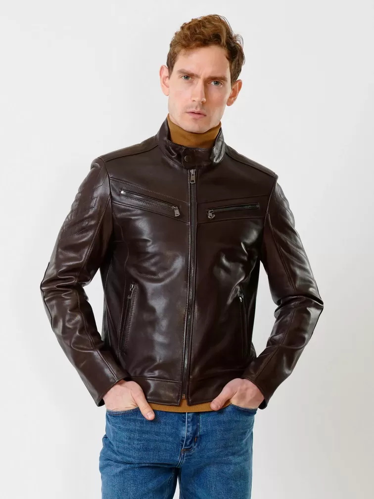 Кожаная куртка мужская 546, коричневая, р. 48, арт. 28460-6