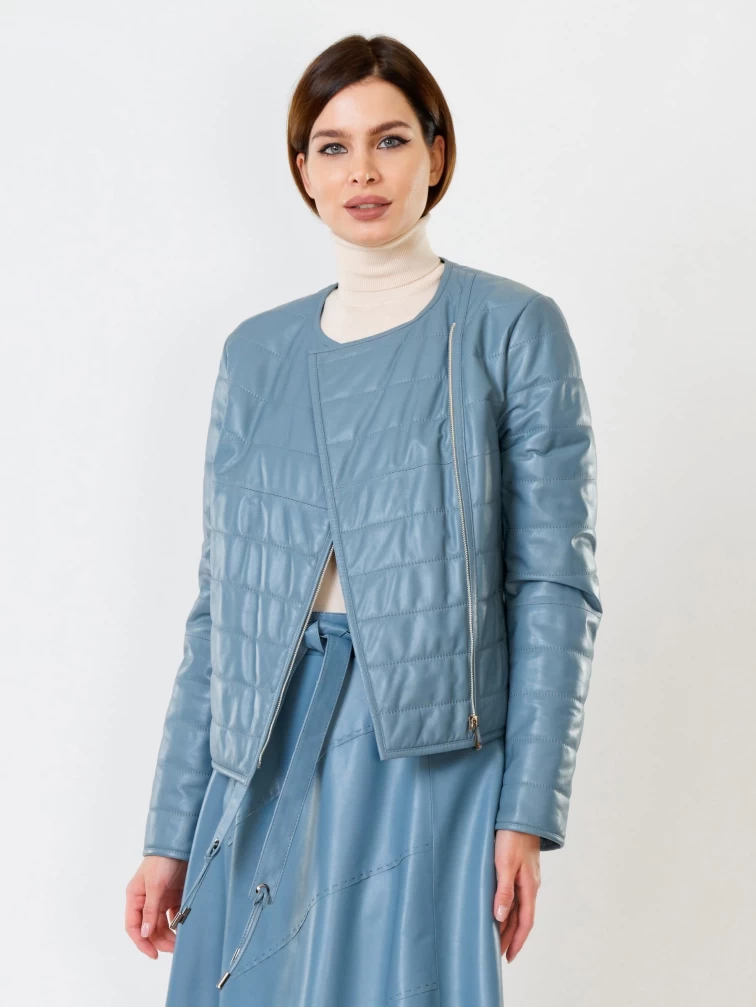 Демисезонный комплект женский: Куртка утепленная 306 + Юбка с поясом 01рс, голубой, размер 46, артикул 111165-5