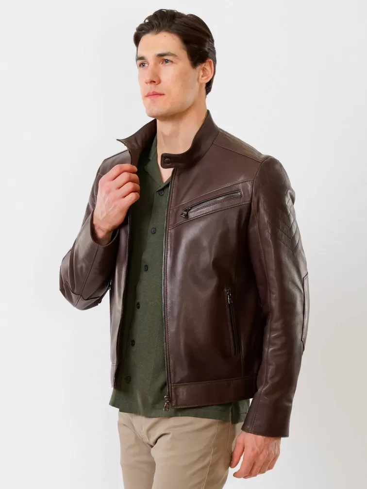 Кожаная куртка мужская 546, коричневая, р. 48, арт. 28711-2