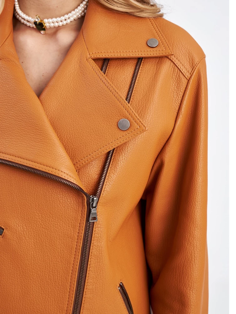 Женская кожаная куртка косуха премиум класса 3047, табачная, размер 52, артикул 23310-4