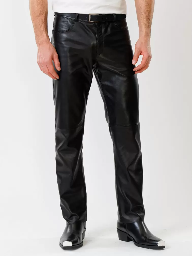 Кожаные брюки мужские 01, черные, р. 50, арт. 120020-3
