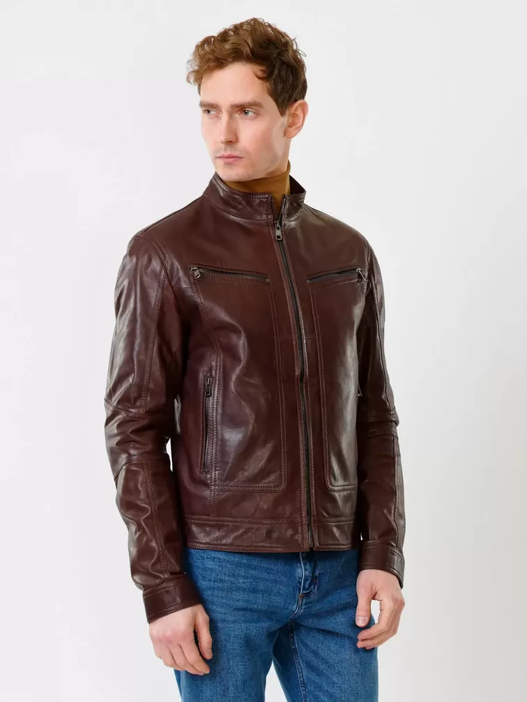 Кожаная куртка мужская 507, коричневая, р. 48, арт. 28420-6