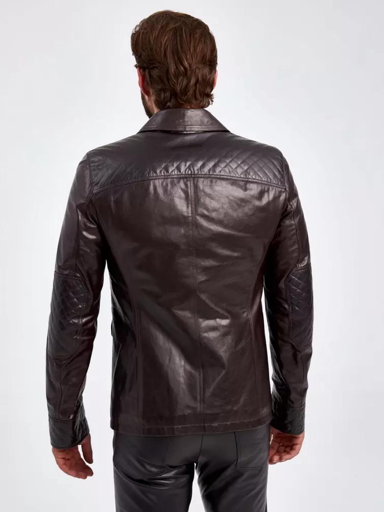 Кожаный пиджак утепленный мужской 530ш, коричневая, p. 50, арт. 29130-5
