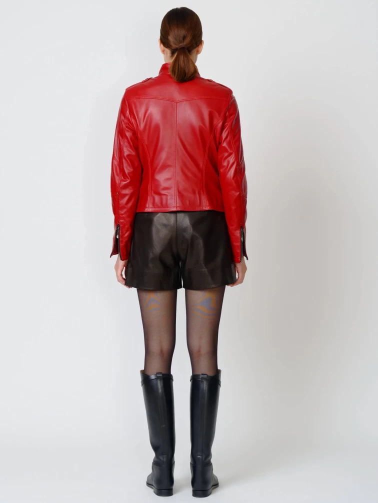 Кожаная куртка женская 399, красная, р. 44, арт. 90921-4