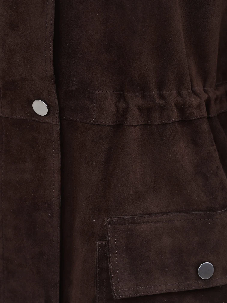 Коричневая женская замшевая куртка премиум класса 3114з, размер 44, артикул 92670-2