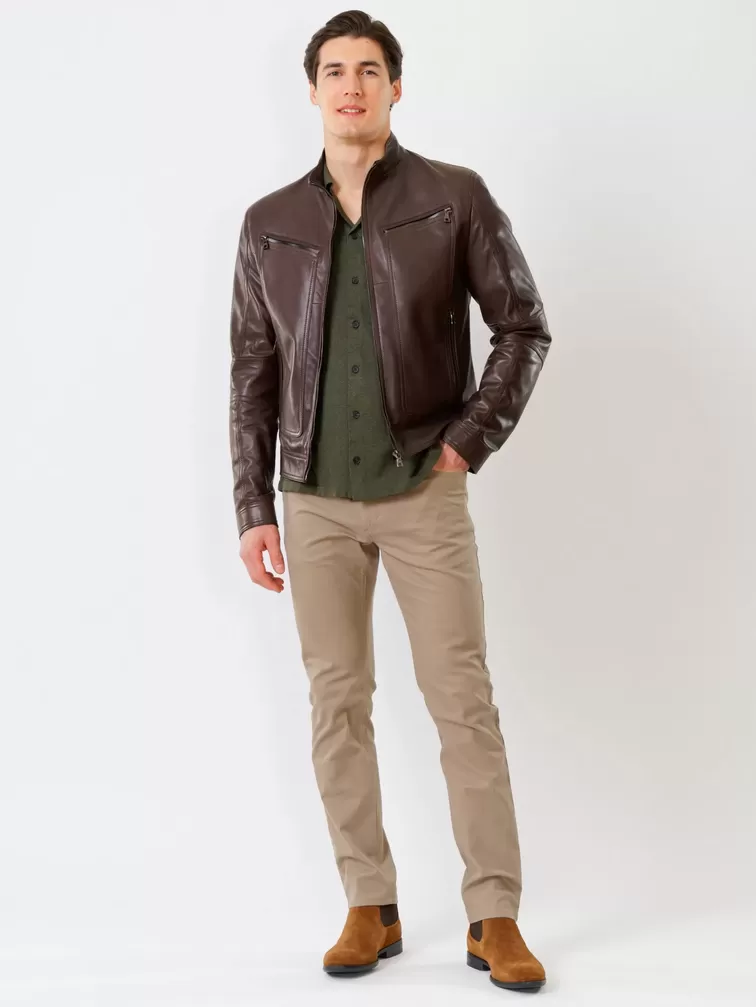 Кожаная куртка мужская 507, коричневая, р. 46, арт. 28591-3