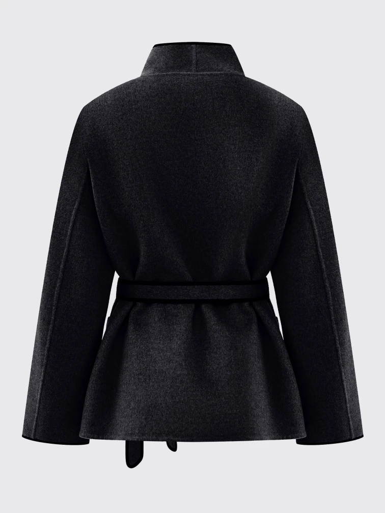 Черное полупальто кашемировое женское 1131-70, размер 46, артикул 92590-1