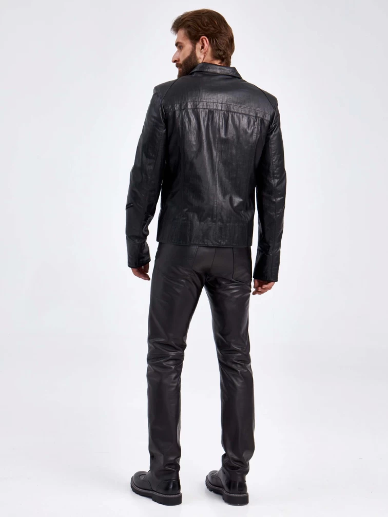 Кожаная куртка мужская 2010-4, короткая, черная, p. 50, арт. 29260-2