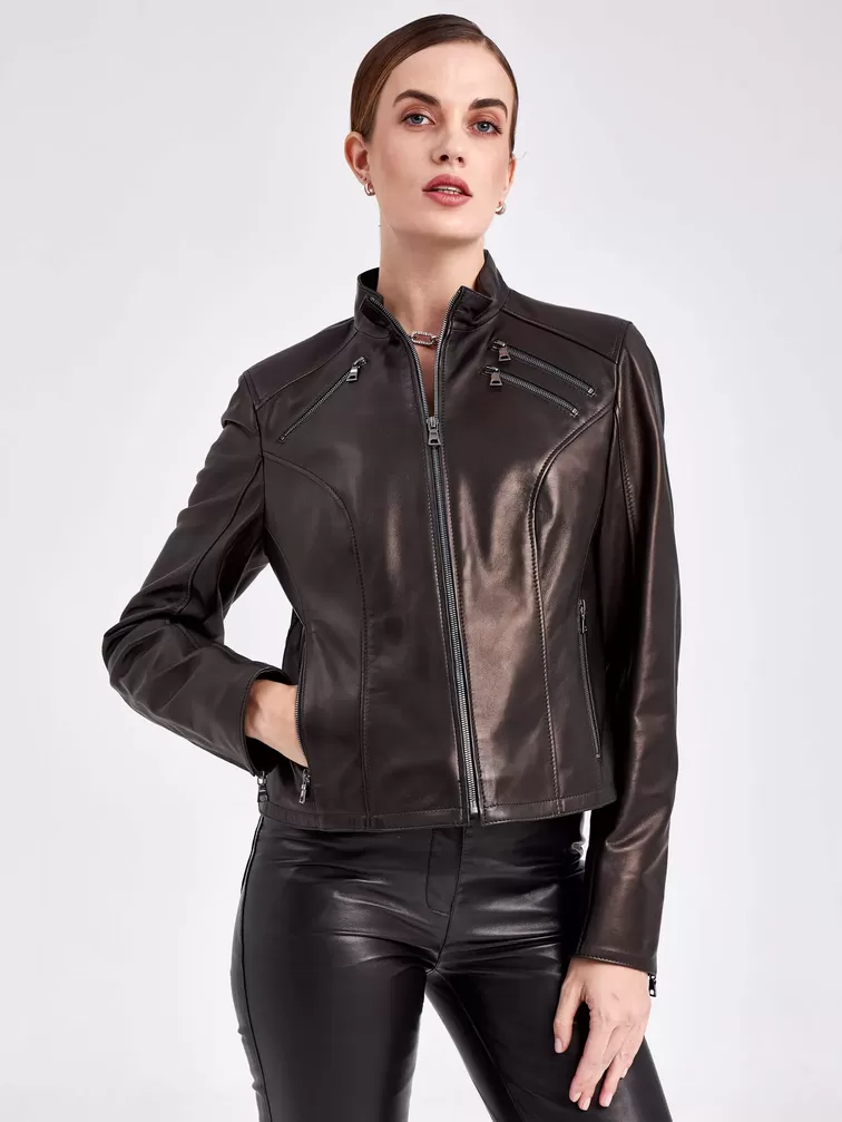 Кожаная куртка женская 3004, черная, р. 48, арт. 23060-6