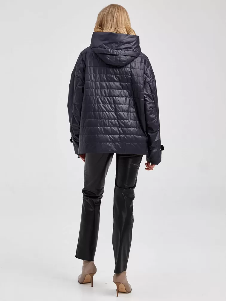 Текстильная утепленная куртка женская 20007, с капюшоном, черная, р. 42, арт. 25040-4