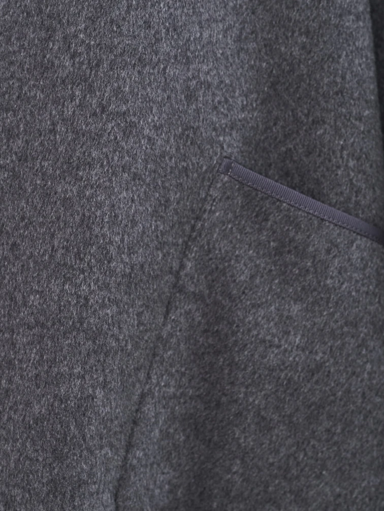 Полупальто кашемировое женское с капюшоном 1132-70, темно-серое, размер 50, артикул 92540-3