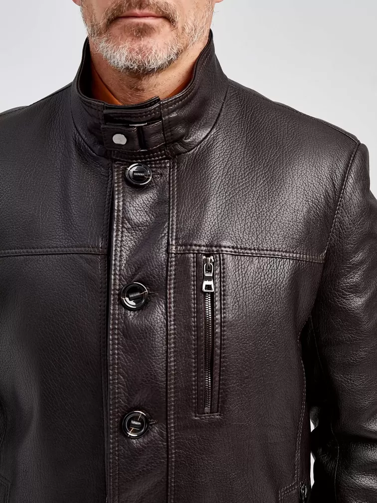 Кожаная куртка утепленная мужская 518ш, коричневая, р. 48, арт. 40471-2