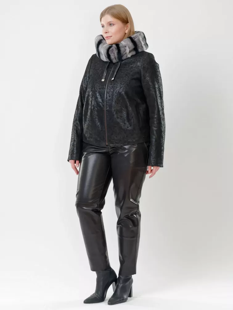 Демисезонный комплект женский: Куртка утепленная 308ш + Брюки 03, черный, р. 46, арт. 111168-1