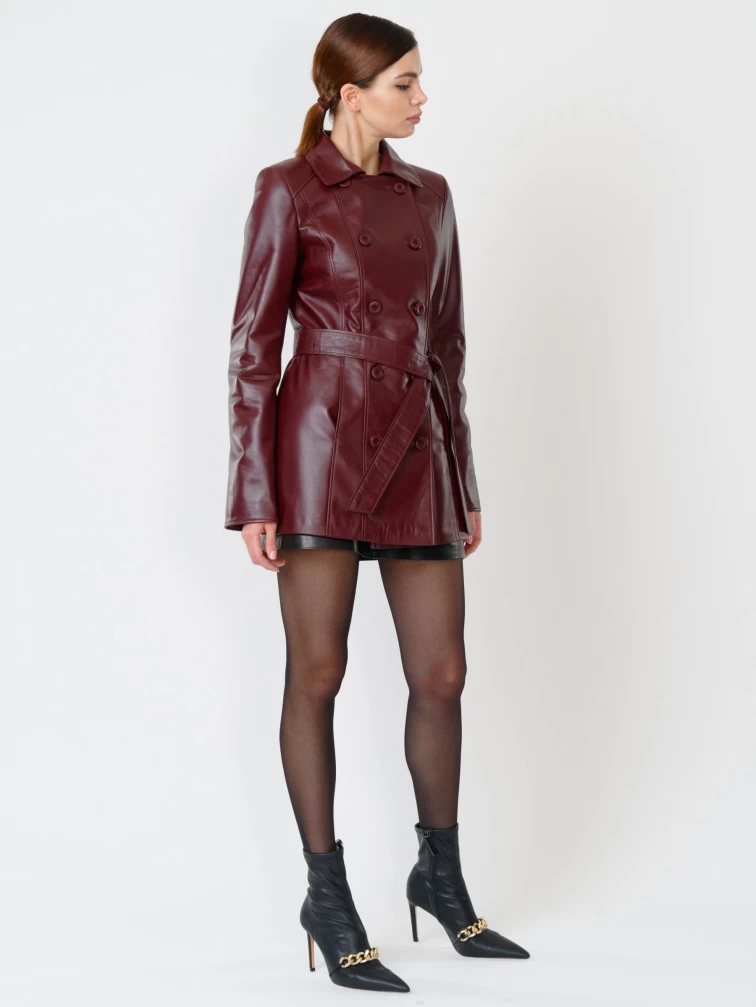 Демисезонный комплект женский: Плащ утепленный 309ш + Мини-юбка 03, бордовый/черный, размер 44, артикул 111184-1