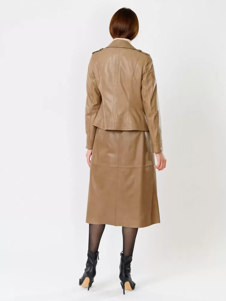 Кожаная куртка женская 304, на пуговицах, серо-коричневая, р. 44, арт. 91012-4