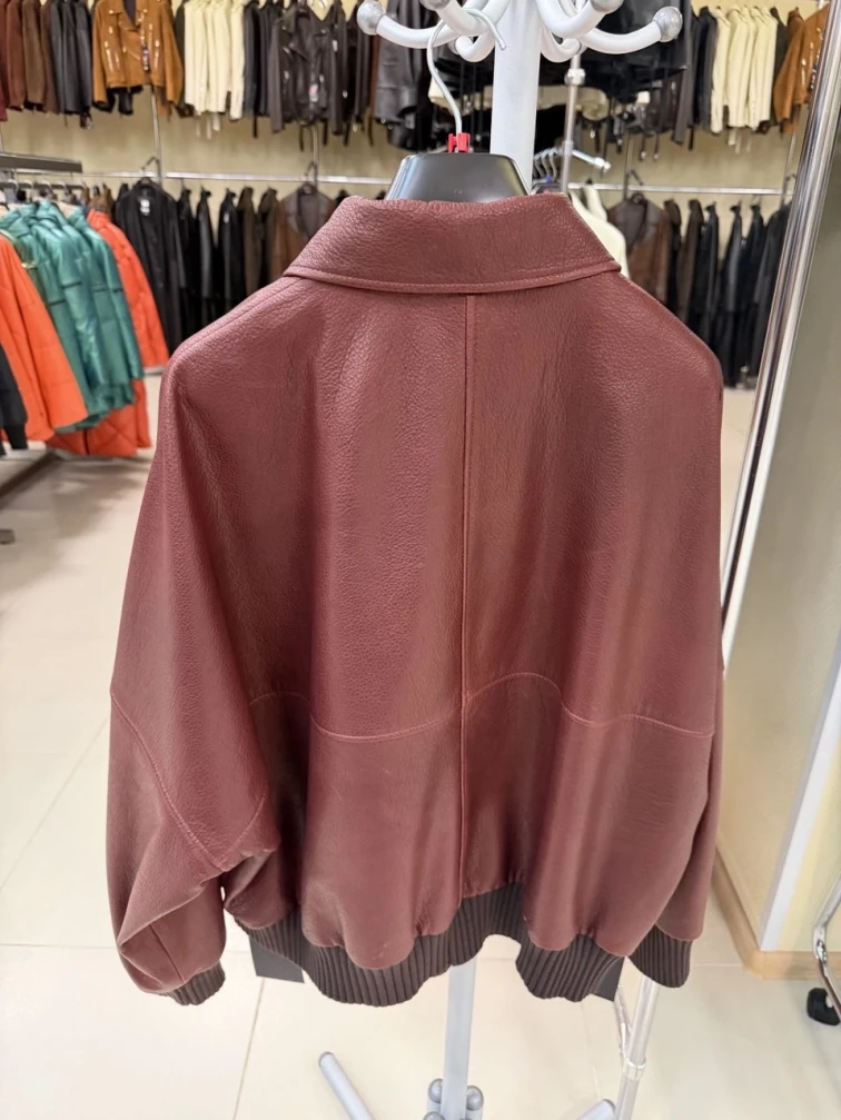 Женская бордовая кожаная куртка 3106, размер 44, артикул 92170-1