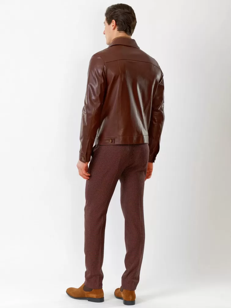 Кожаная куртка мужская 550, на пуговицах, коричневая, р. 48, арт. 28740-4