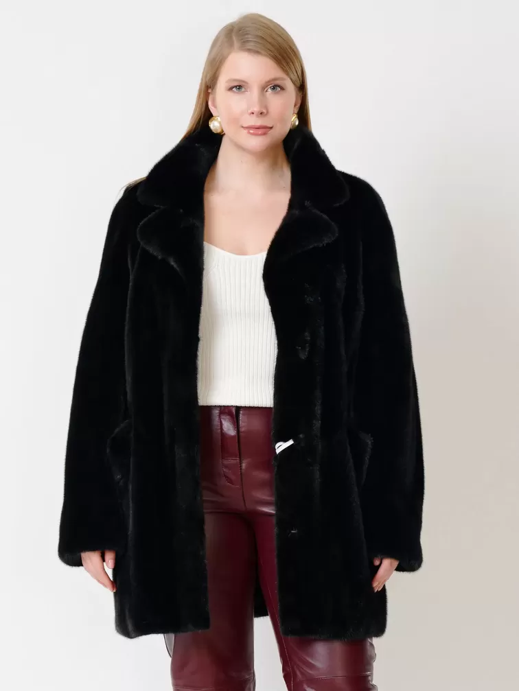 Куртка из меха норки женская ELECTRA ав, с поясом, черная, р. 52, арт. 32770-0