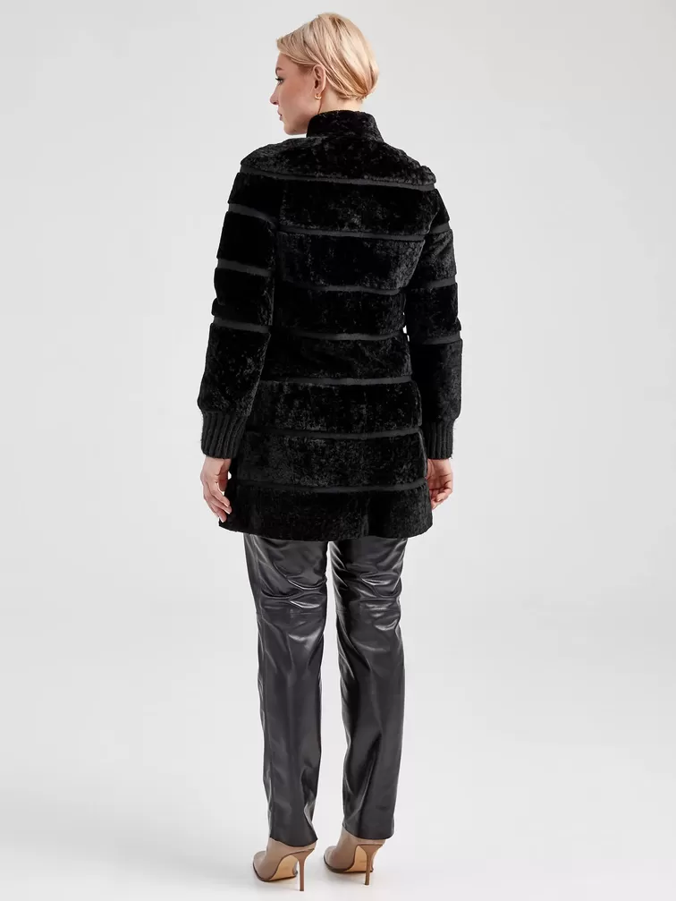 Демисезонный комплект женский: Куртка из астрагана 20мех + Брюки 03, черный, р. 42, арт. 111322-2