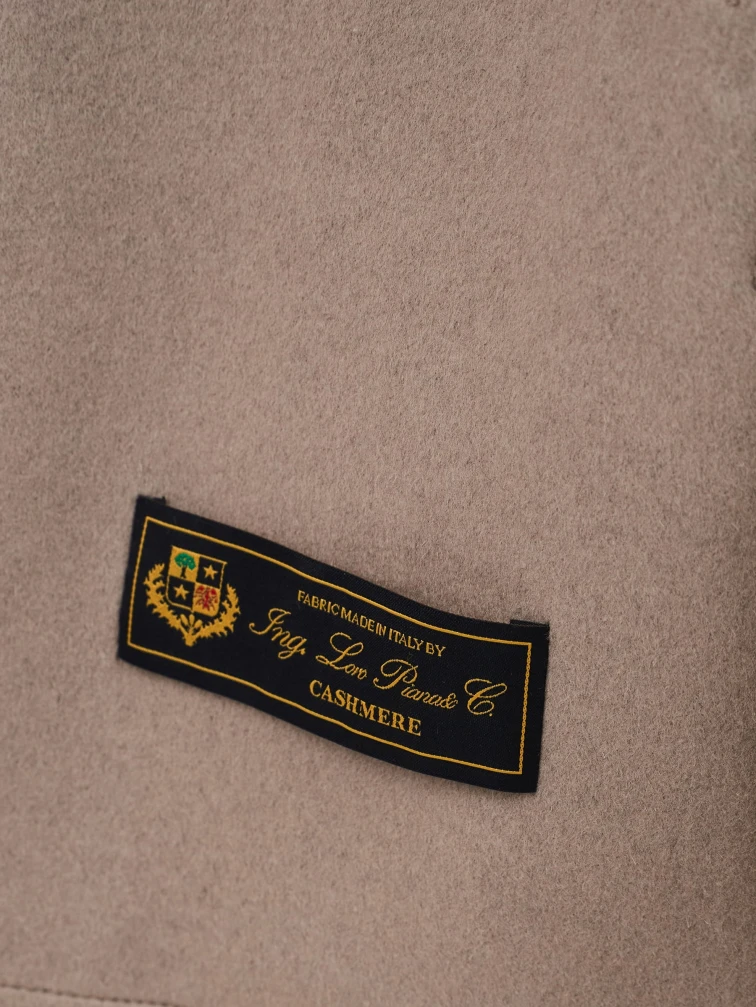 Серо-коричневое полупальто кашемировое женское 1131-70, размер 46, артикул 92600-2