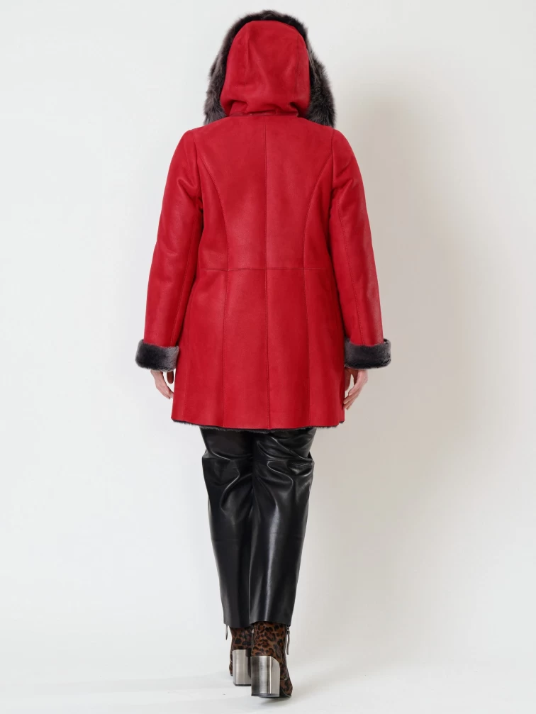 Зимний комплект женский: Дубленка 270 + Брюки 03, красный/черный, размер 46, артикул 111241-2