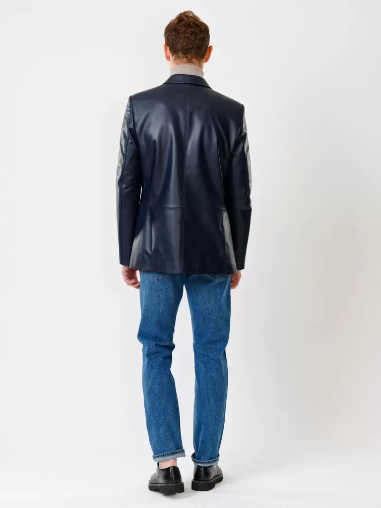 Кожаный пиджак мужской 543, синий, р. 48, арт. 28441-4
