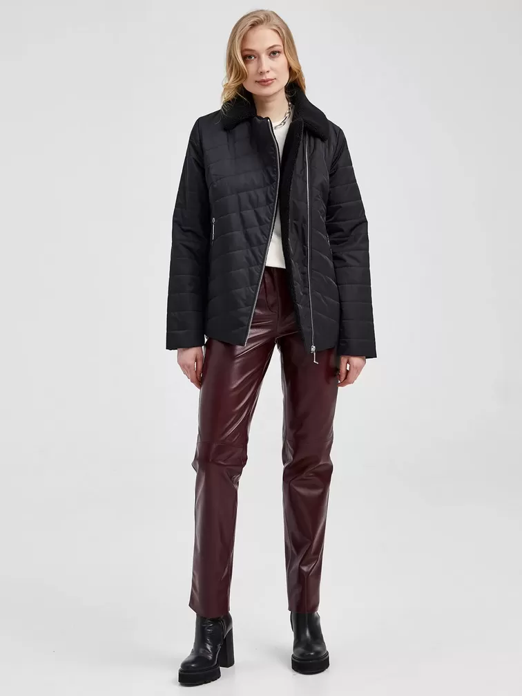 Демисезонный комплект женский: Куртка 21130 + Брюки 02, черный/бордовый, р. 42, арт. 111369-0