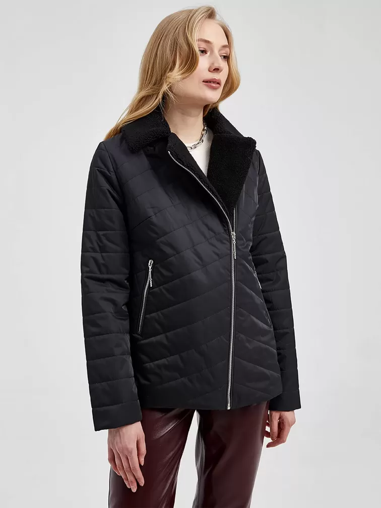 Демисезонный комплект женский: Куртка 21130 + Брюки 02, черный/бордовый, р. 42, арт. 111369-4
