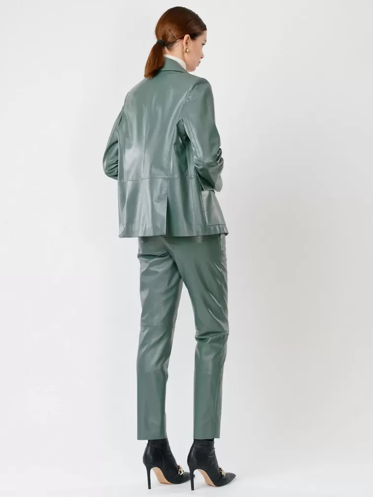 Кожаный костюм женский: Пиджак 3007 + Брюки 03, оливковый, р. 46, арт. 111136-2