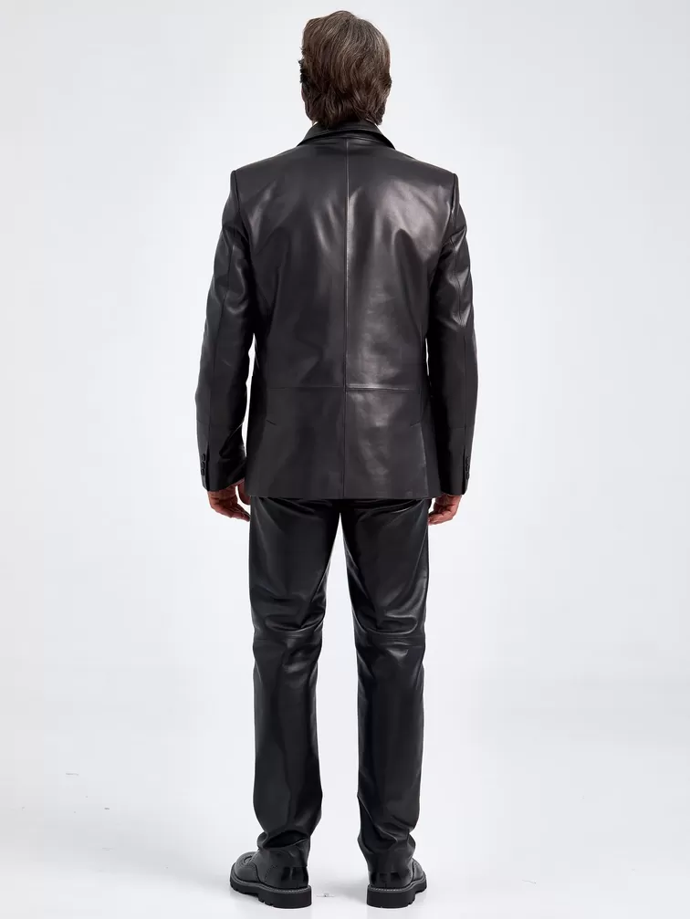 Кожаный пиджак мужской 555, черный, p. 50, арт. 29070-4