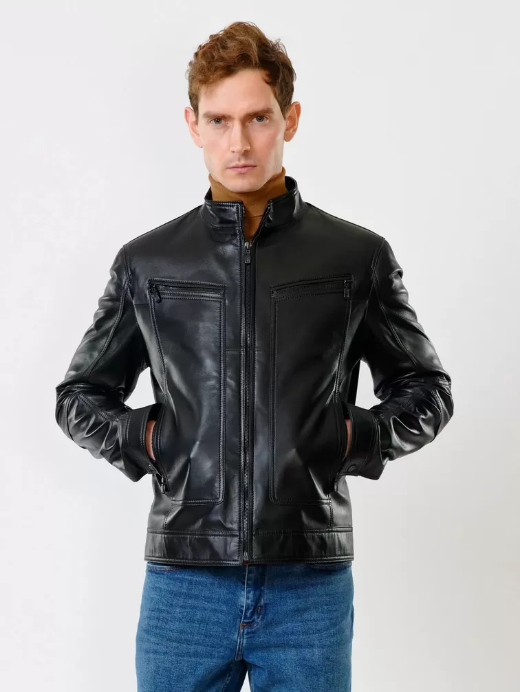 Кожаная куртка мужская 507, черная, р. 48, арт. 28430-1
