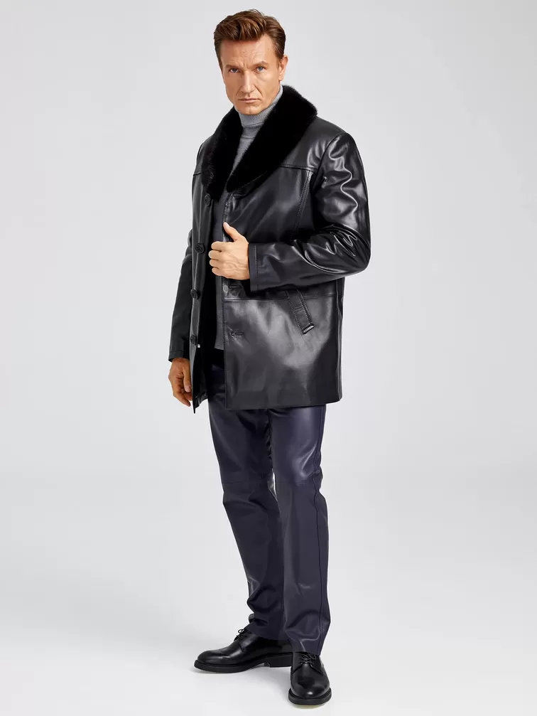 Куртка мужская утепленная 534мех + Брюки мужские 01, черный/синий, артикул 140260-0