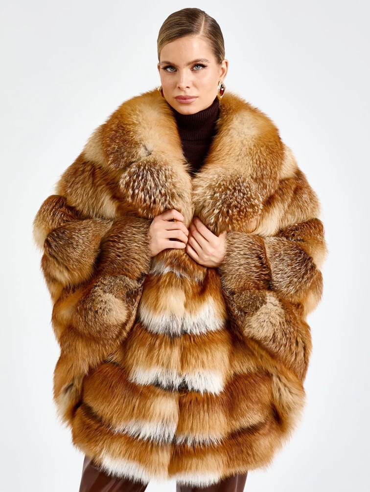 Женская короткая шуба из меха лисы Л1010-820, рыжая, размер 54. артикул 92730-6