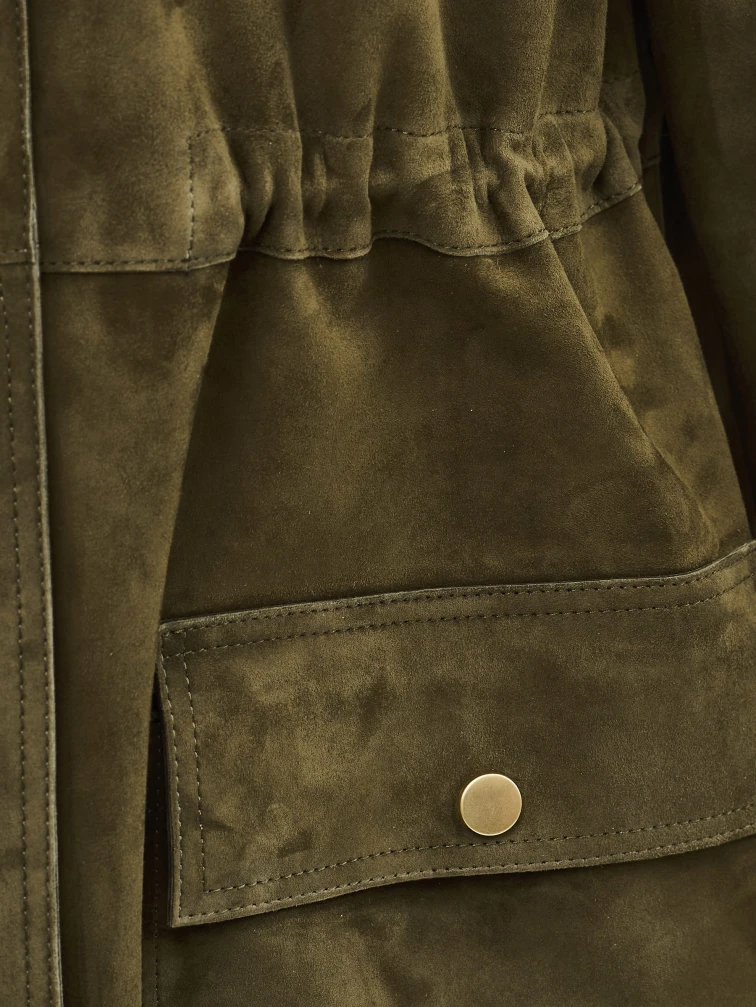 Женская замшевая куртка премиум класса 3114з, хаки, размер 44, артикул 92660-2