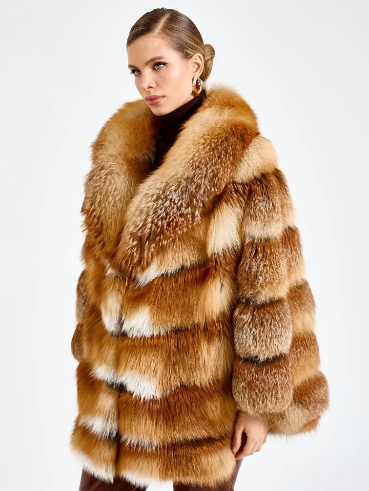 Женская короткая шуба из меха лисы Л1010-820, рыжая, размер 54. артикул 92730-5