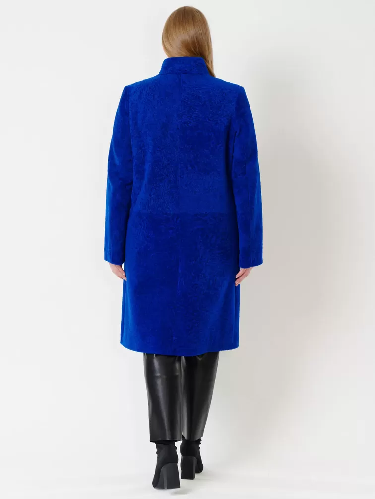 Пальто женское из астрагана 54мех, синий, артикул 17470-4