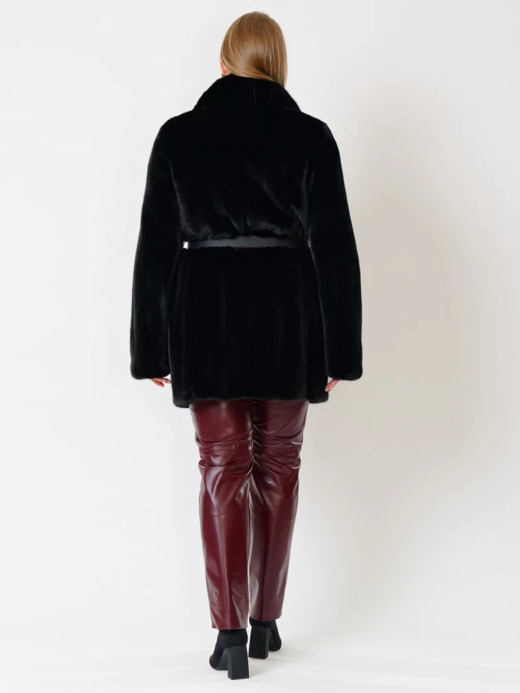Демисезонный комплект женский: Куртка из меха норки  ELECTRA(АВ) + Брюки 02, черный/бордовый, размер 52, артикул 111227-2