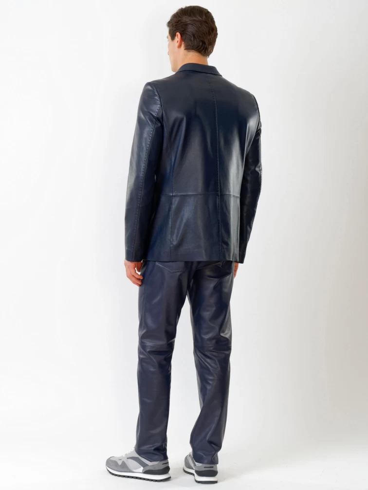 Кожаный пиджак мужской 543, синий, р. 48, арт. 27320-4