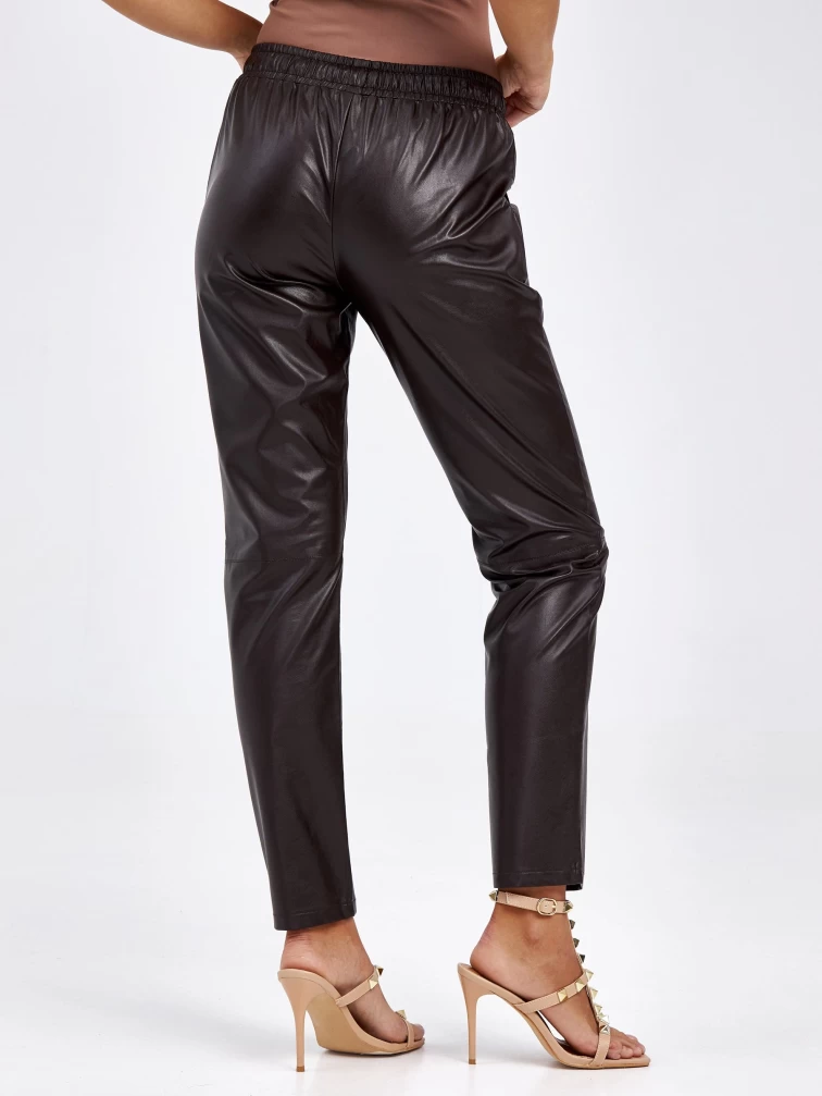 Кожаные брюки женские 4616633, из экокожи, коричневые, p. 44, арт. 85640-6