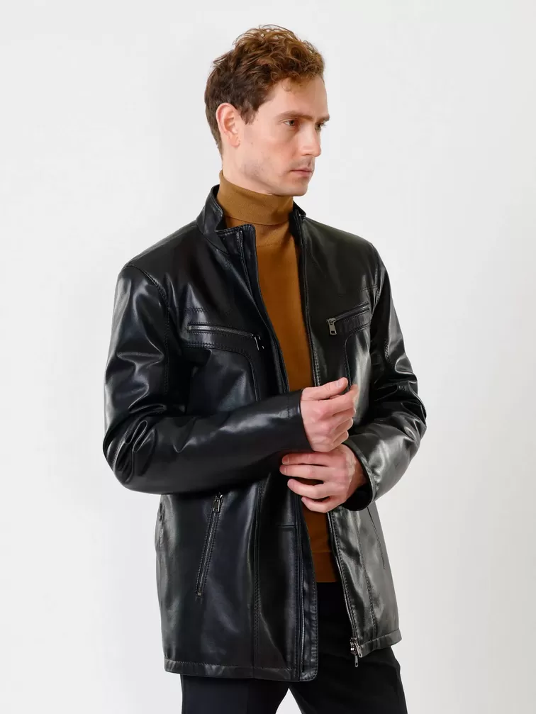 Кожаная куртка утепленная мужская 537ш, черная, р. 48, арт. 40221-5
