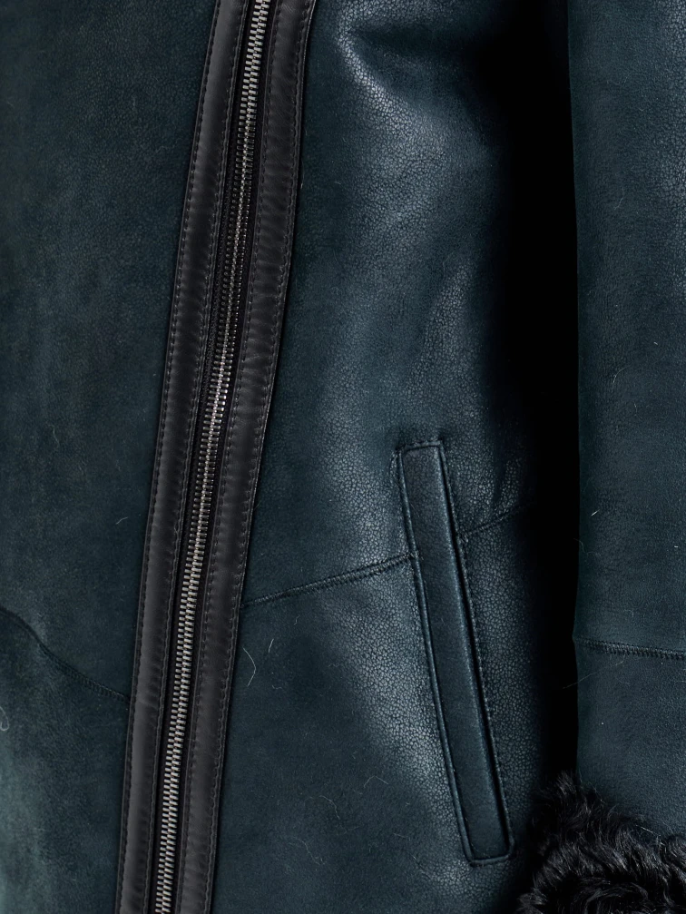 Короткая женская дубленка из тиградо 2088, синяя, размер 46, артикул 92700-3