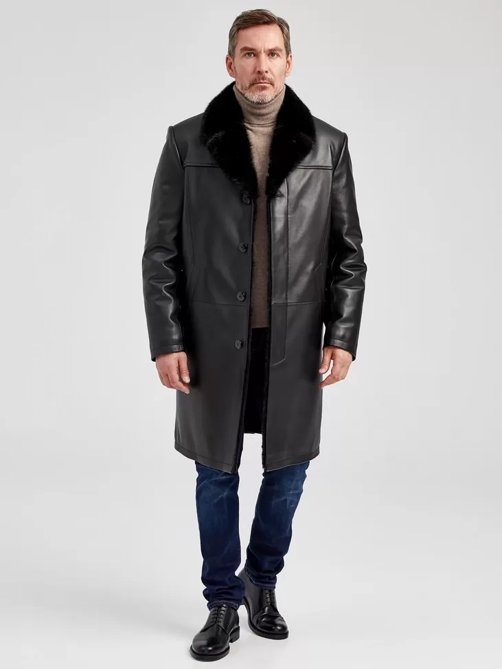 Пальто мужское утепленное 533мех, черный, артикул 40562-6