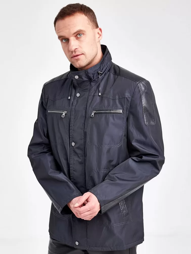 Текстильная куртка мужская 07214, с кожаными отделками, черный, р. 48, арт. 40940-0