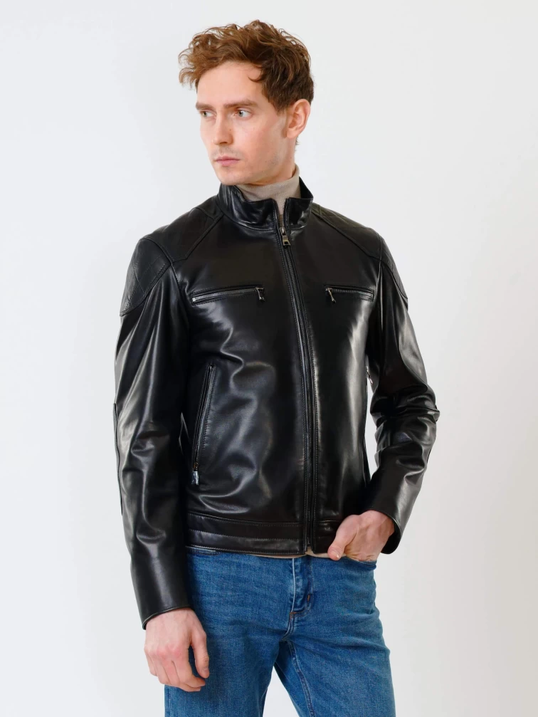 Кожаная куртка мужская 545, черная, р. 50, арт. 28371-1