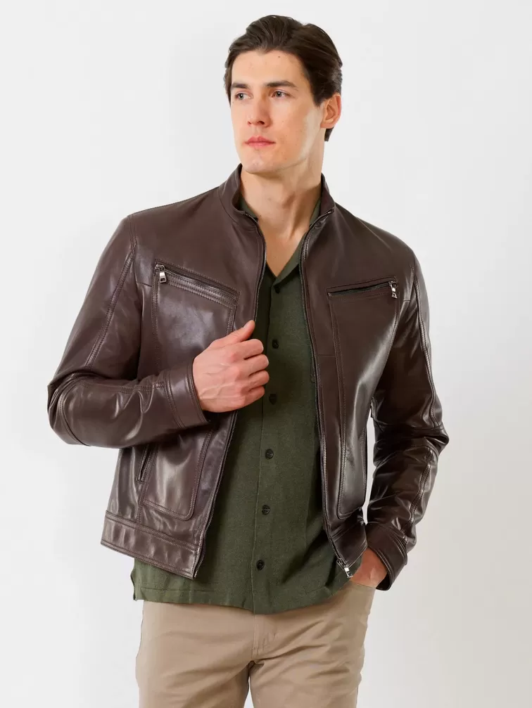 Кожаная куртка мужская 507, коричневая, р. 46, арт. 28591-0