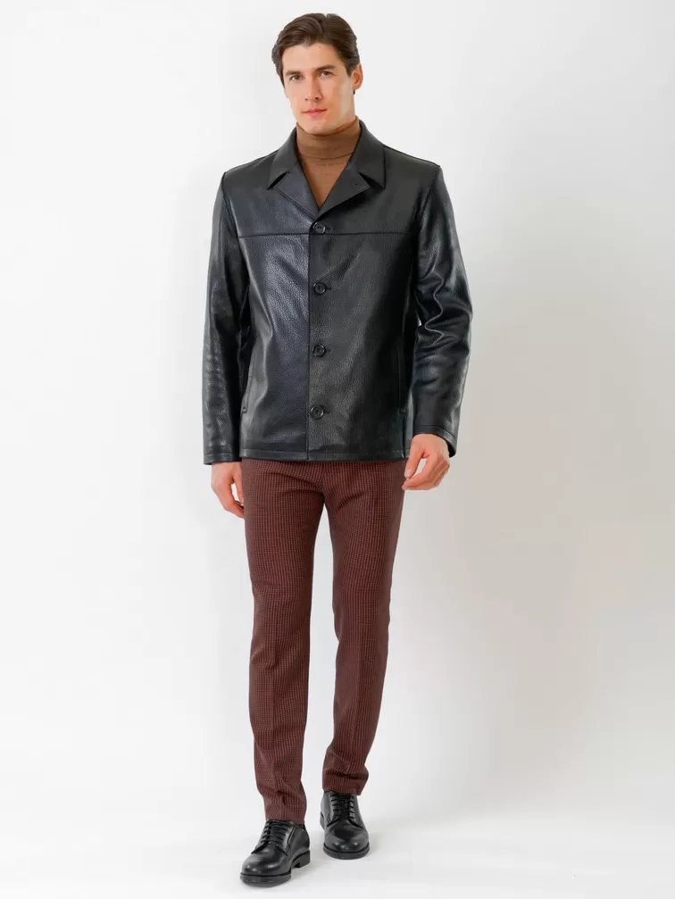 Кожаный пиджак мужской 20с дом, черный, р. 48, арт. 28570-3