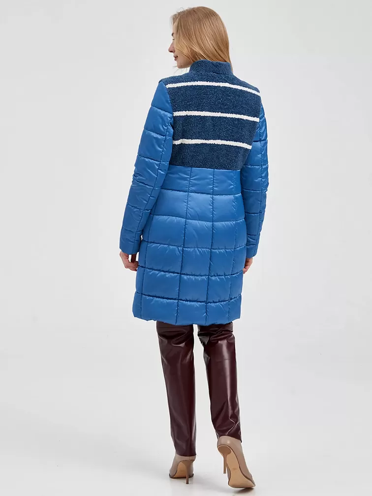 Демисезонный комплект женский: Пальто комбинированное 805 + Брюки 02, голубой/бордовый, р. 42, арт. 111304-7